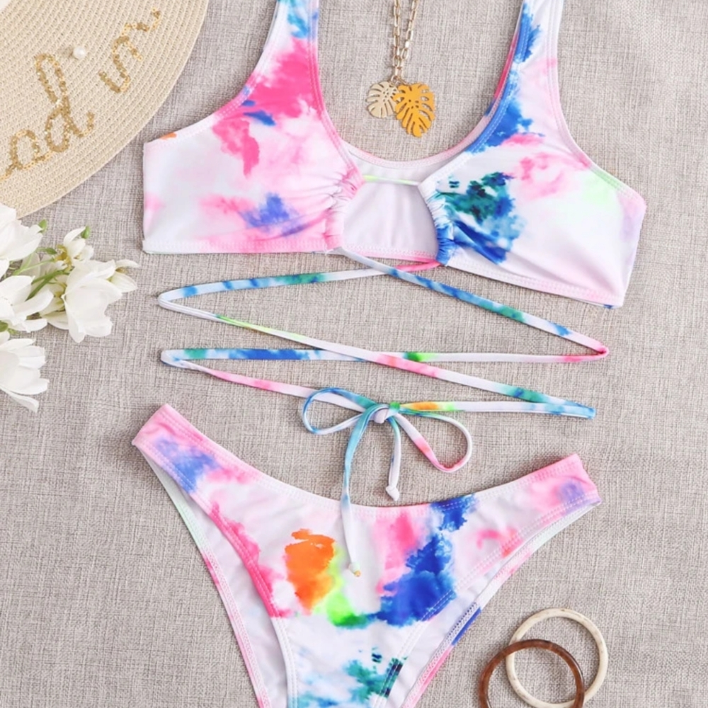The dye criss cross bikini